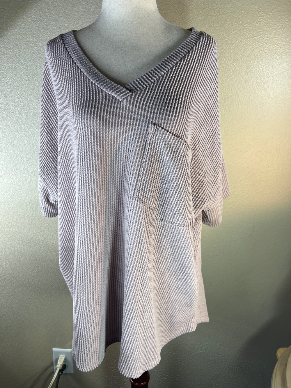 Altar'd State Blush Ribbed Knit Top